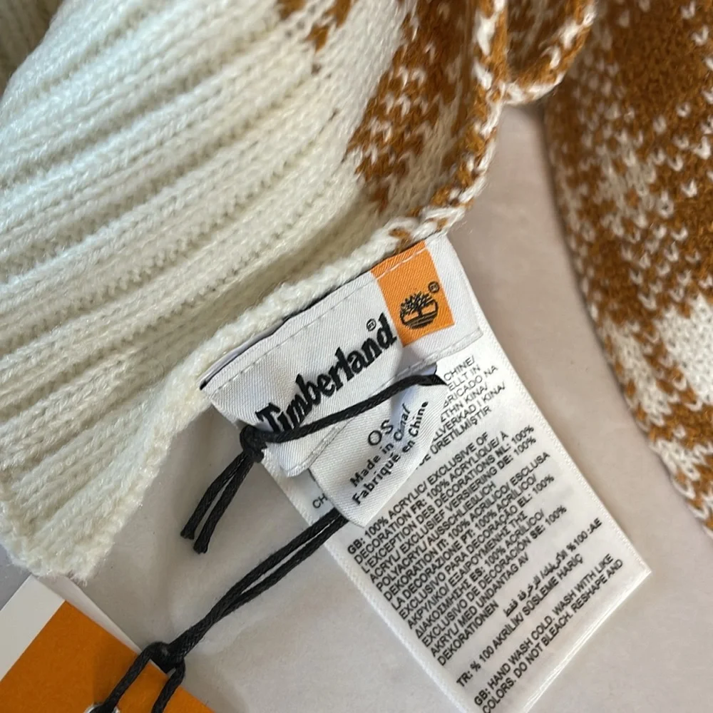 Timberland knit scarf cream and brown‎